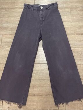 ZARA Marine Washed Purple denim pants flare wide leg Size 6  28 in jeans
